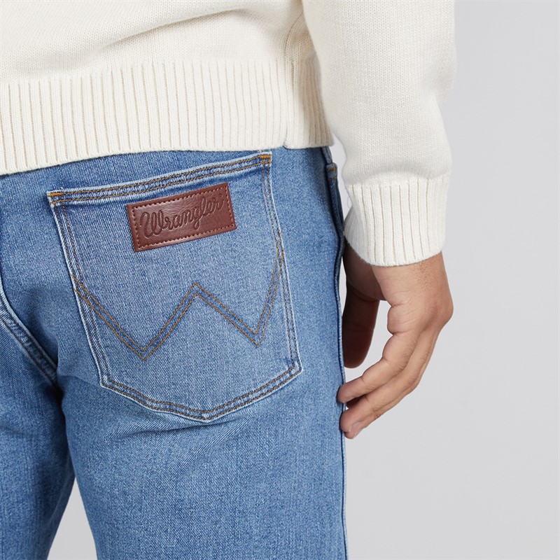 Wrangler Mens Frontier Relaxed Straight Jeans Sea Floor