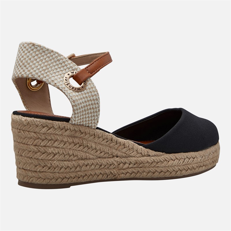 Wrangler Womens Bela Ankle Strap Wedge Sandals Black