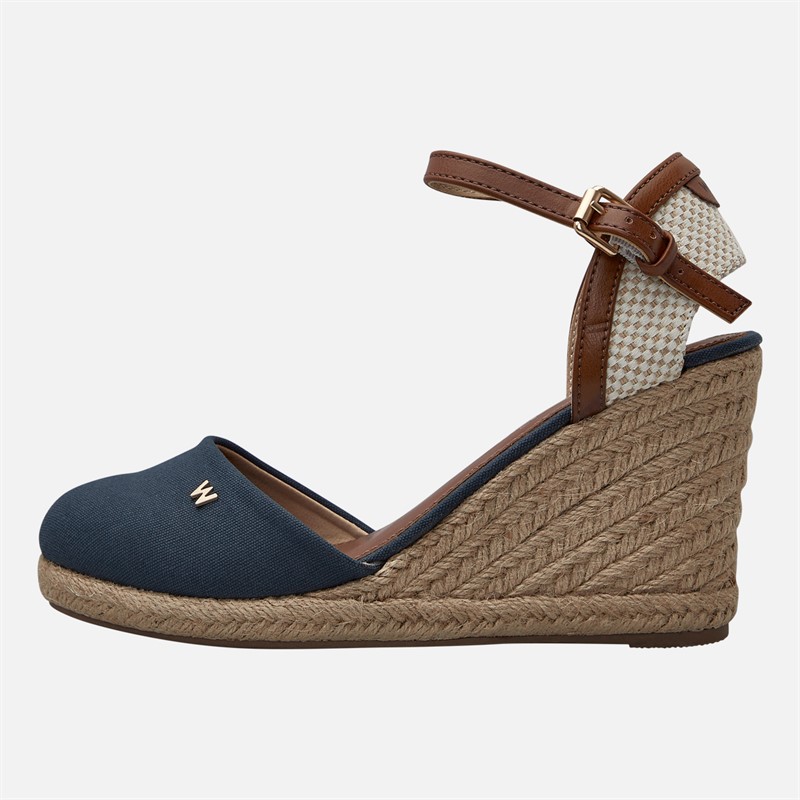 Wrangler Womens Brava Ankle Strap Wedge Sandals Dark Denim