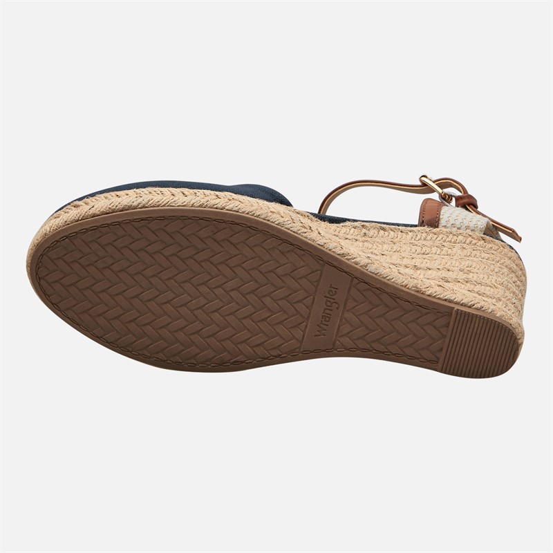 Wrangler Womens Brava Ankle Strap Wedge Sandals Dark Denim