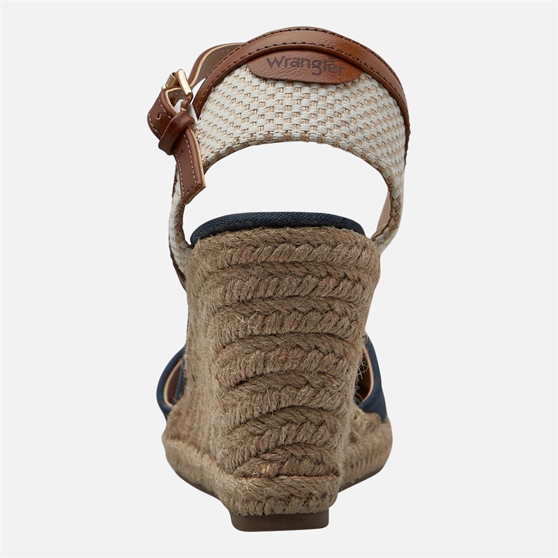 Wrangler Womens Brava Ankle Strap Wedge Sandals Dark Denim