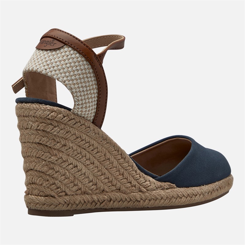 Wrangler Womens Brava Ankle Strap Wedge Sandals Dark Denim