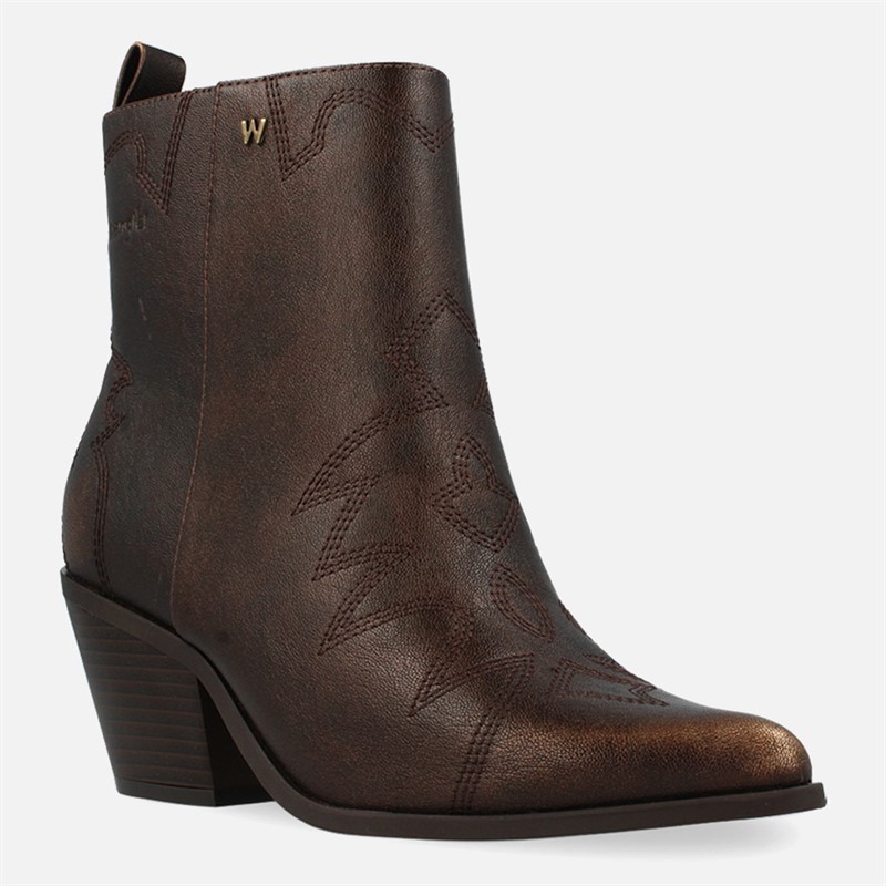 Wrangler Womens Mae Block Heel Boots Chestnut