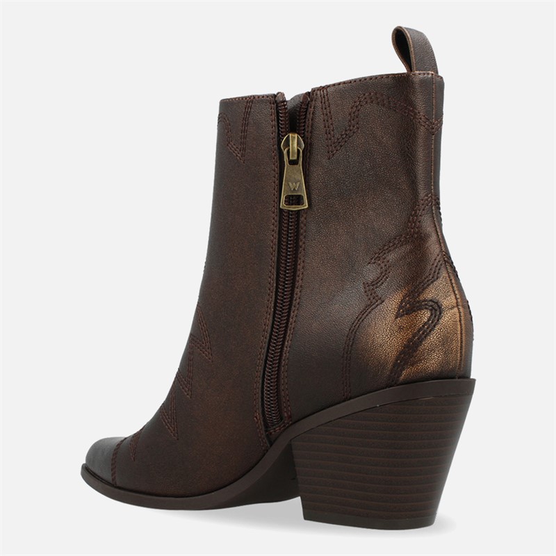 Wrangler Womens Mae Block Heel Boots Chestnut