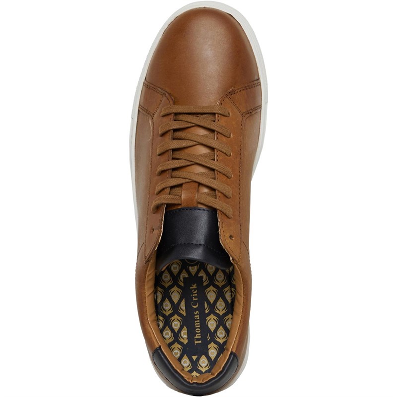 Thomas Crick by Red Tape Mens Evers Cupsole Trainers Tan Leather