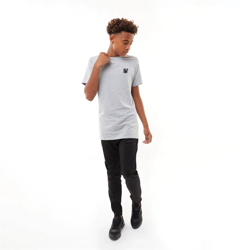 SikSilk Junior T-Shirt Grey Marl