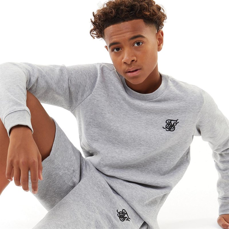 Buy SikSilk Junior Crew Sweater Grey Marl