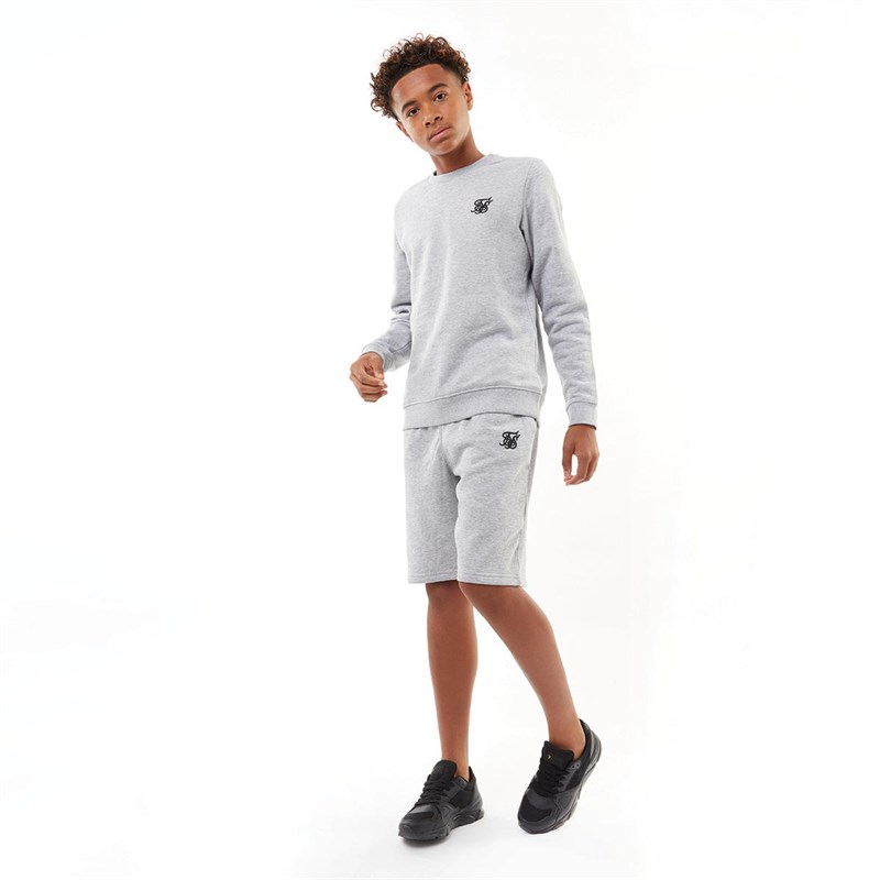SikSilk Junior Crew Sweater Grey Marl