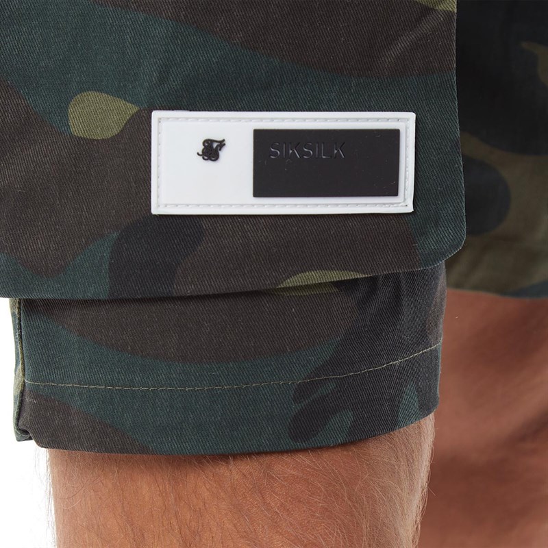 SikSilk Mens Cargo Shorts Camo