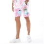 SikSilk Mens Tie Dye Varsity Shorts White Blue/Pink