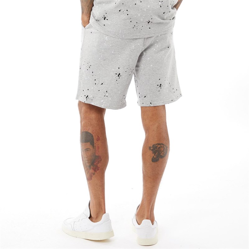 SikSilk Mens Paint Splatter Shorts Grey Marl