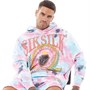 SikSilk Mens Oversized Tie Dye Varsity Hoodie White Blue/Pink