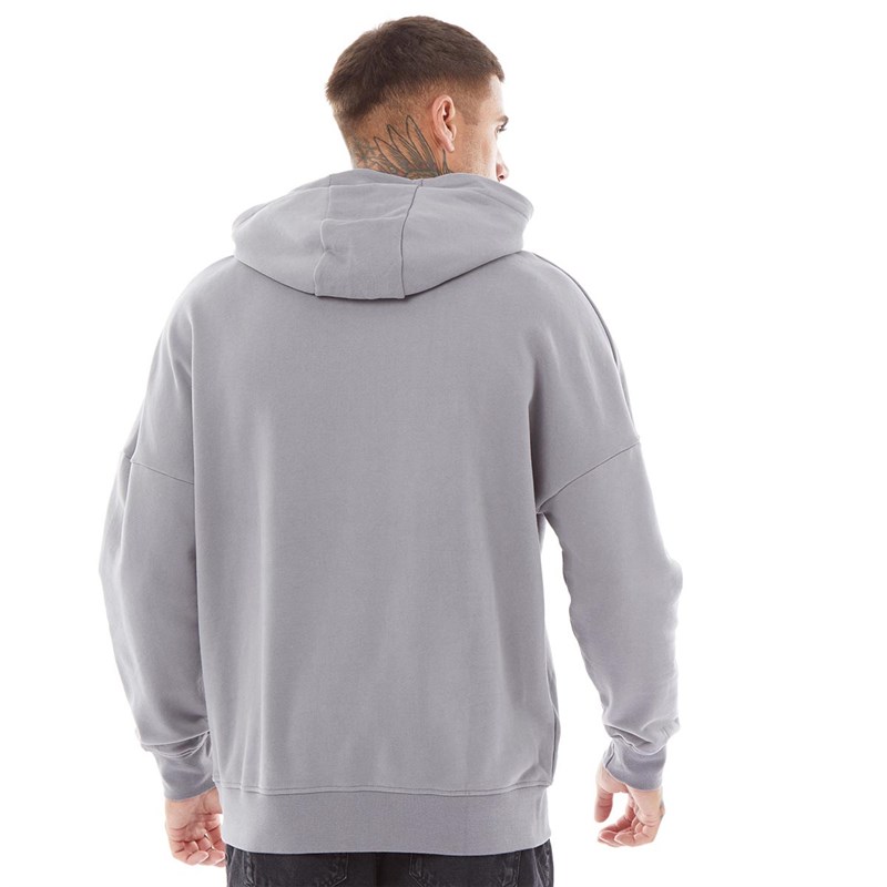 SikSilk Mens Relaxed Fit Overhead Hoodie Grey