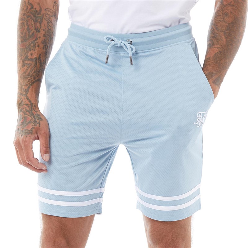 SikSilk Mens Relaxed Mesh Bound Shorts Blue