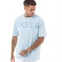 SikSilk Mens Oversized Logo T-Shirt Blue
