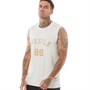 SikSilk Mens Retro Classic Basketball Vest Ecru/Gold