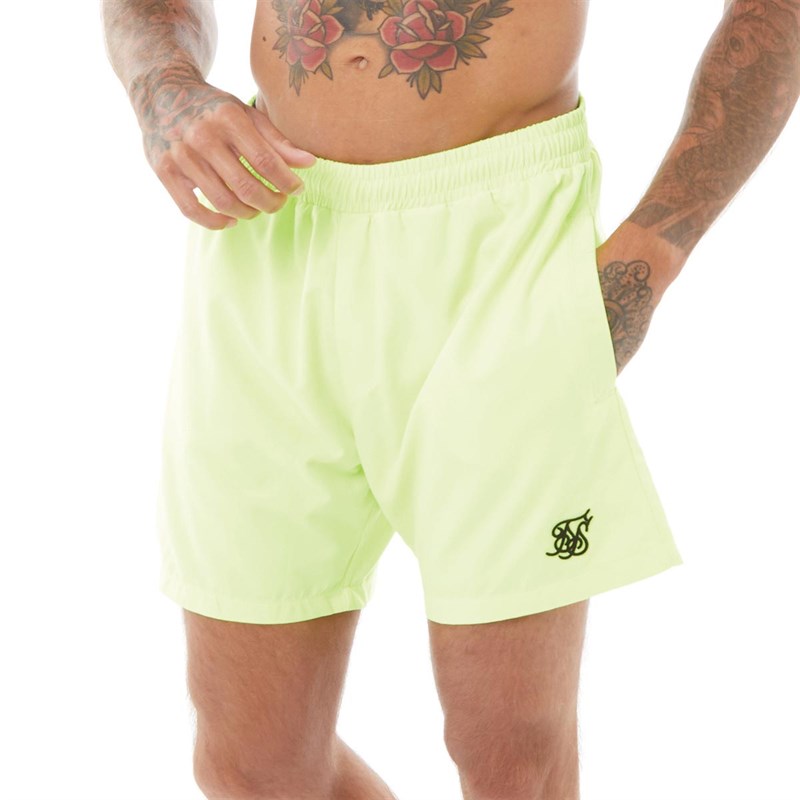 SikSilk Mens Fluro Swim Shorts Fluro Yellow