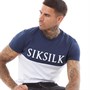 SikSilk Mens Cut/Sew Gym Football T-Shirt Navy/White