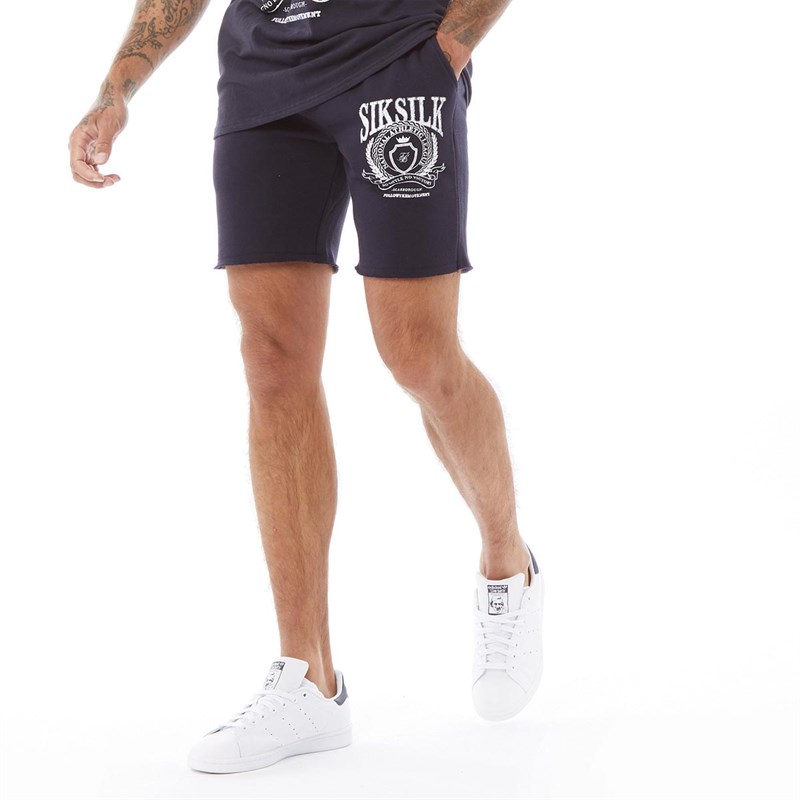 Buy SikSilk Mens Relaxed Varsity Shorts Navy
