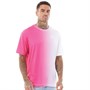 SikSilk Mens Oversized Fade T-Shirt Pink/White