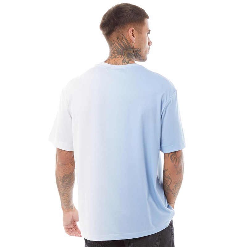 SikSilk Mens Oversized Fade T-Shirt Blue/Ecru