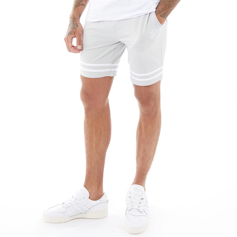 SikSilk Mens Relaxed Mesh Bound Shorts Grey