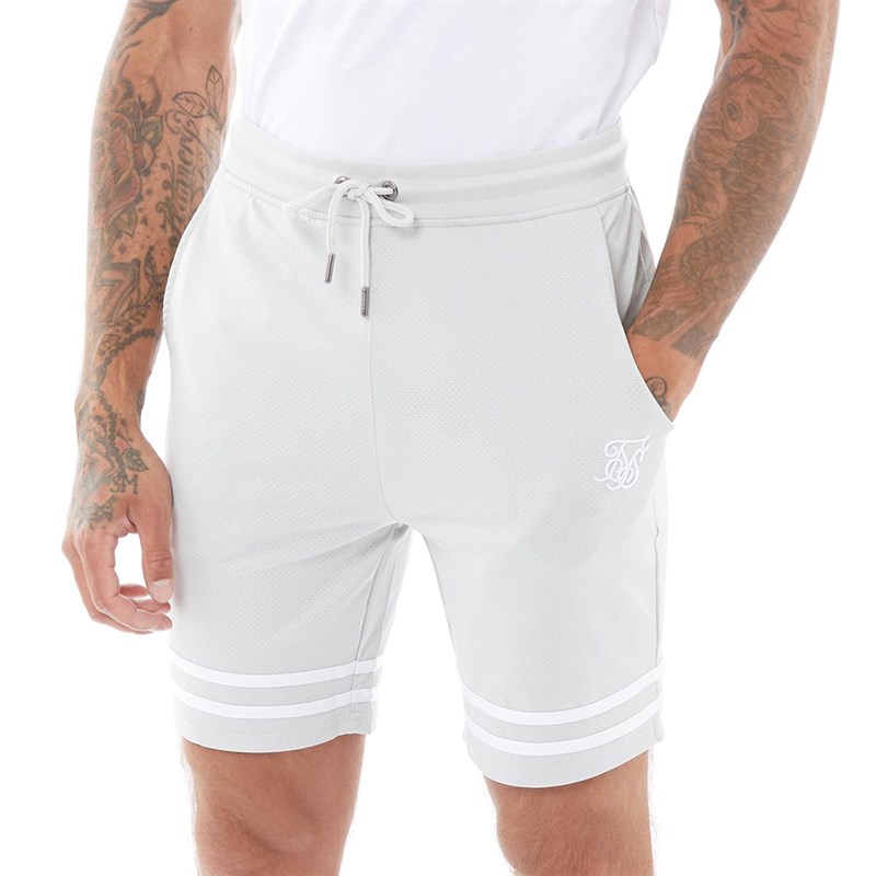 SikSilk Mens Relaxed Mesh Bound Shorts Grey