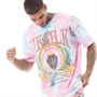 SikSilk Mens Short Sleeve Tie Dye Varsity Essential T-Shirt White Blue/Pink