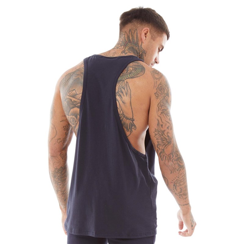 SikSilk Mens Varsity Racer Vest Navy