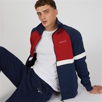 SikSilk Mens Track Top Navy/Red