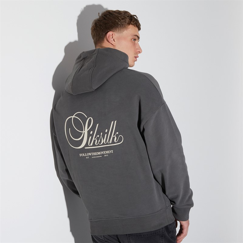 Buy SikSilk Mens Graphic Hoodie Grey