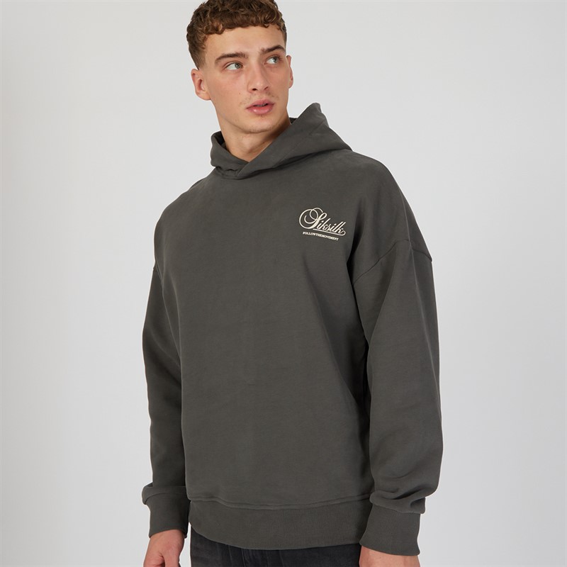 SikSilk Mens Graphic Hoodie Grey