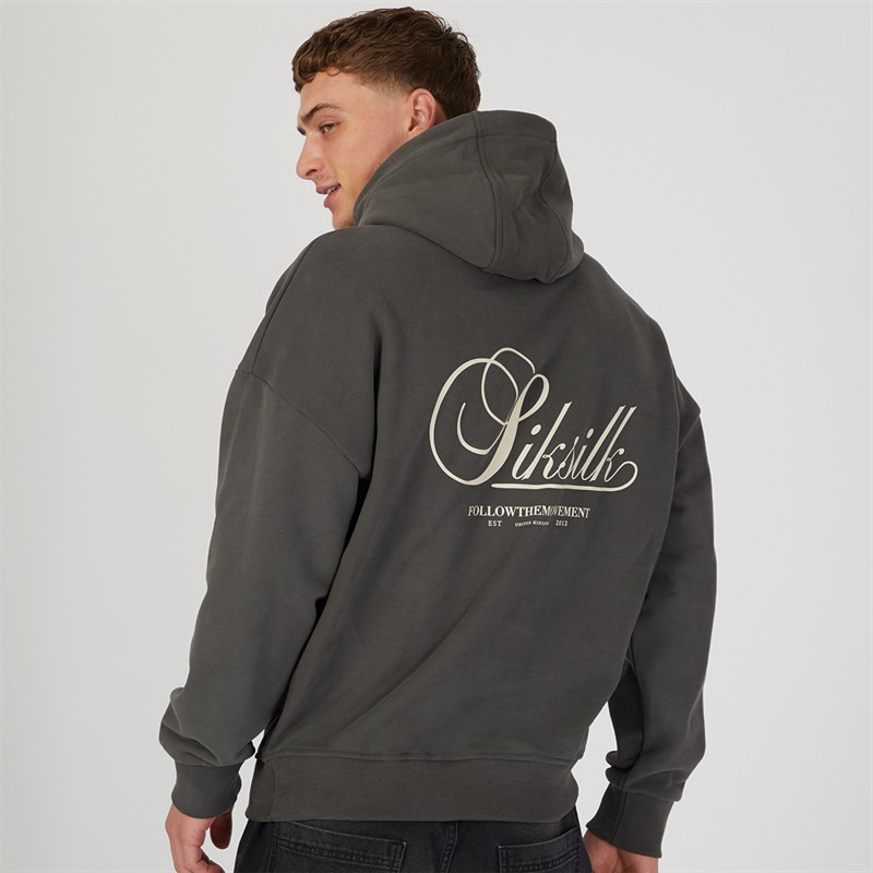 SikSilk Mens Graphic Hoodie Grey