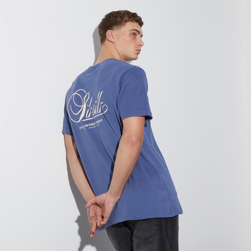 SikSilk Mens Graphic T-Shirt Navy