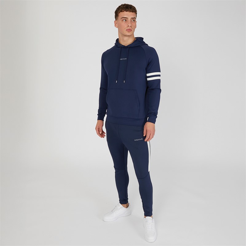 SikSilk Mens Muscle Fit Hoodie Navy