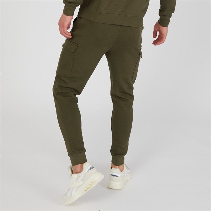 SikSilk Mens Essential Cargo Joggers Khaki