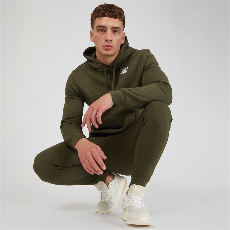 SikSilk Mens Essential Cargo Joggers Khaki