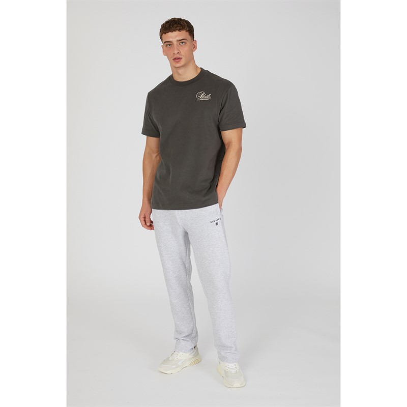 SikSilk Mens Relaxed Fit Joggers Grey Marl