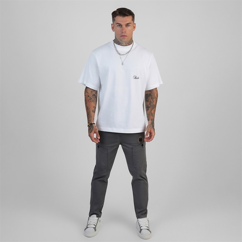SikSilk o kroju oversized T-shirt dla niego kolor Biały