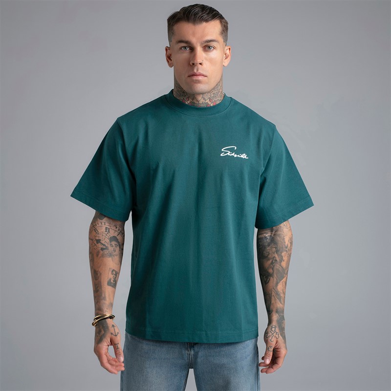 SikSilk T-shirt z napisem dla niego kolor Zielony