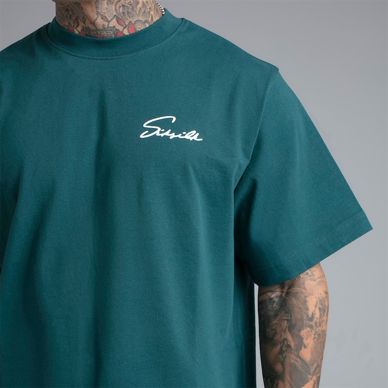 SikSilk T-shirt z napisem dla niego kolor Zielony