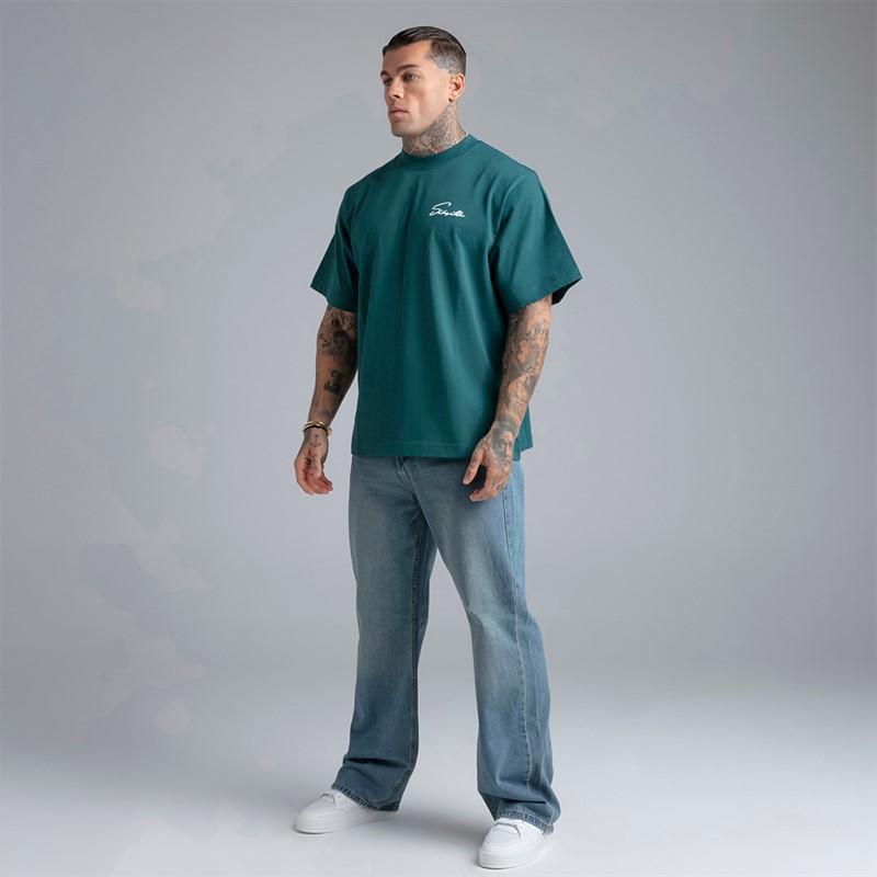 SikSilk T-shirt z napisem dla niego kolor Zielony