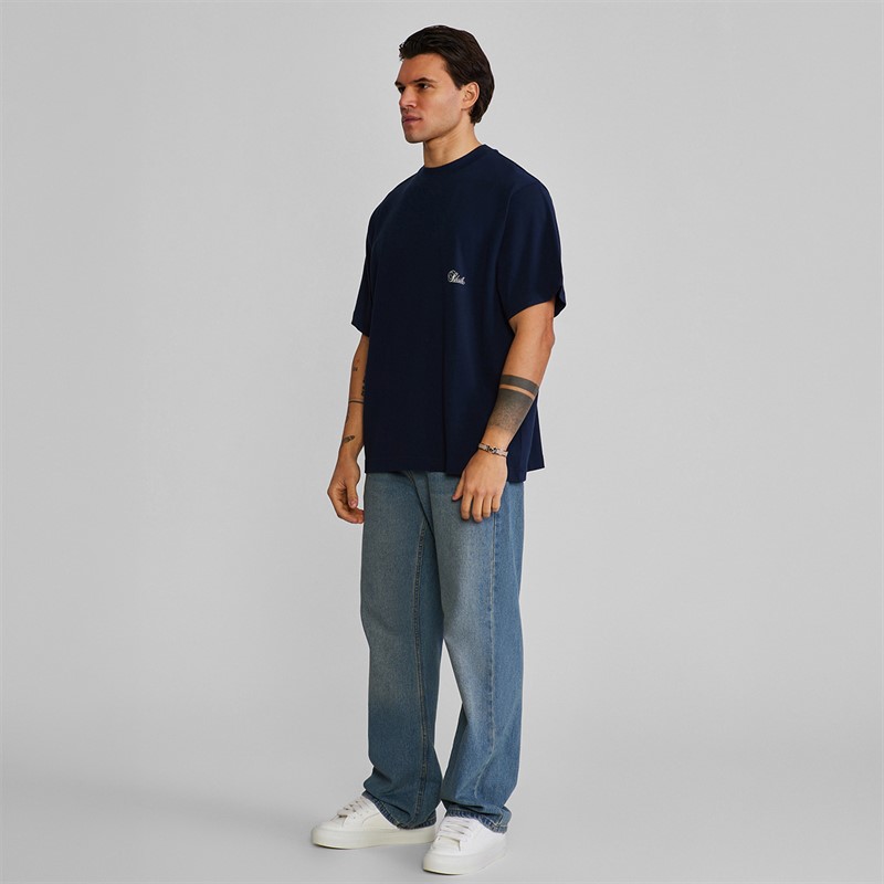 SikSilk o kroju oversized T-shirt dla niego kolor Navy