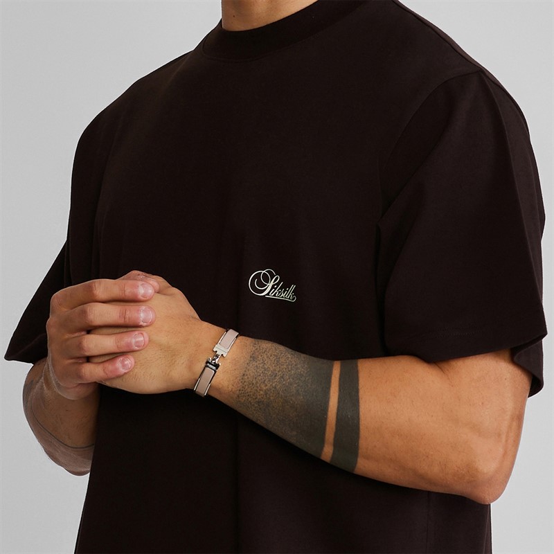 SikSilk o kroju oversized T-shirt dla niego kolor Brązowy