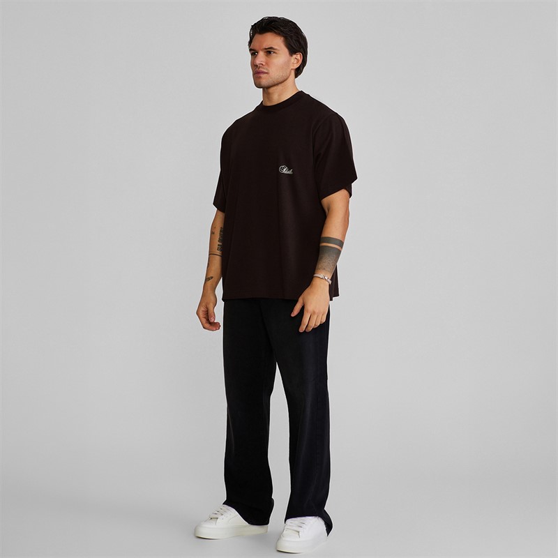 SikSilk o kroju oversized T-shirt dla niego kolor Brązowy