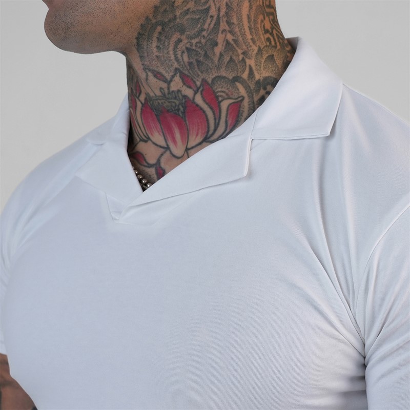 SikSilk koszulka polo z kołnierzem revere dla niego kolor Biały