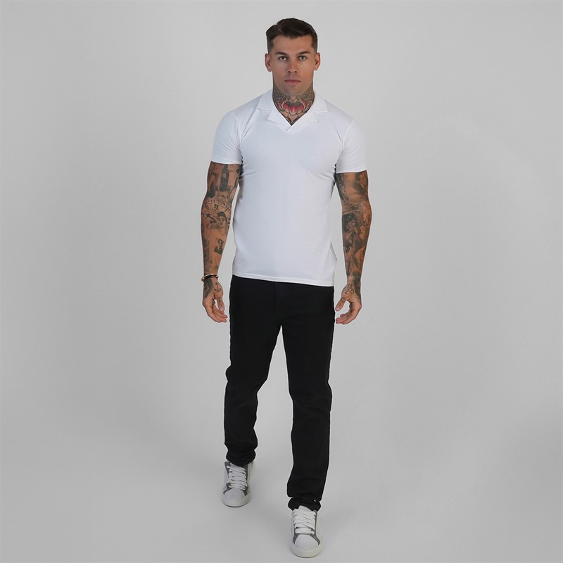SikSilk koszulka polo z kołnierzem revere dla niego kolor Biały