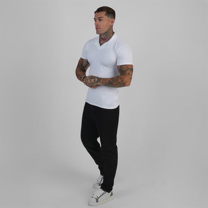 SikSilk koszulka polo z kołnierzem revere dla niego kolor Biały