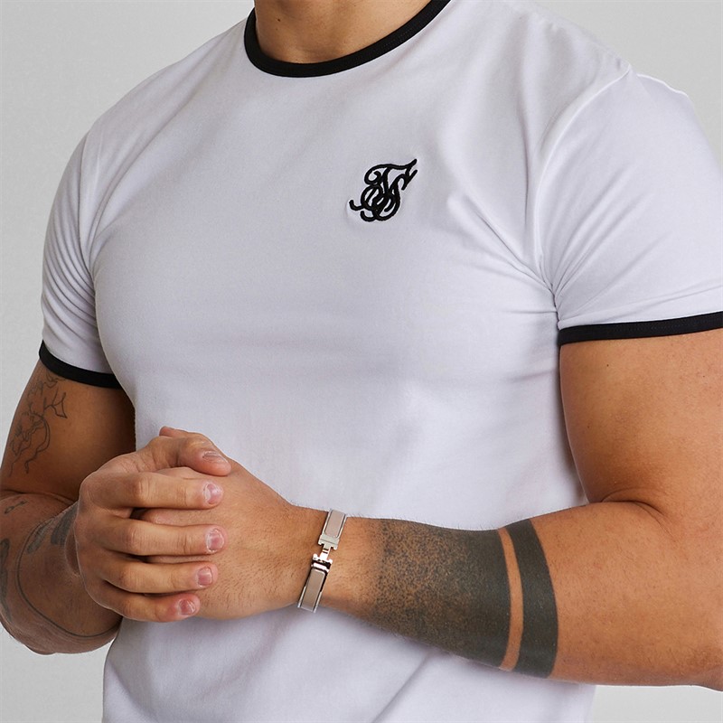 SikSilk Ringer T-shirt dla niego kolor czarno-biały