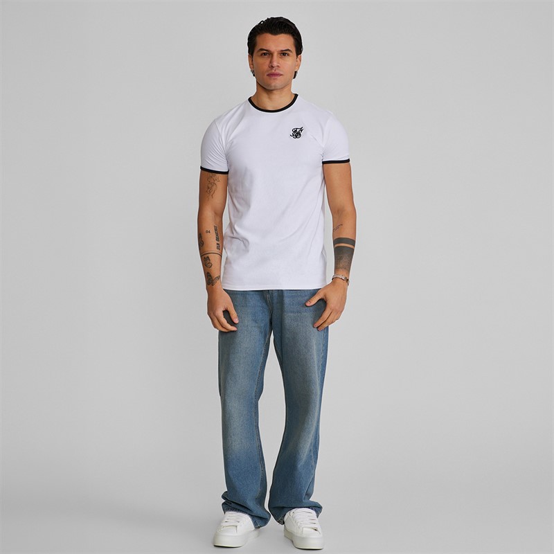 SikSilk Ringer T-shirt dla niego kolor czarno-biały